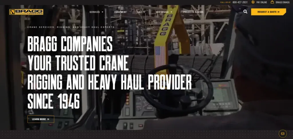 Bragg Companies Business page showing what they offer and how they work