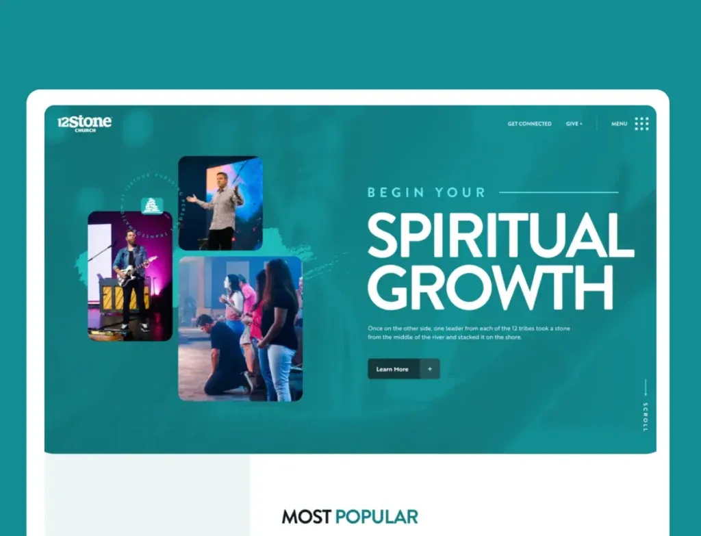 home hero interface for 12 stone church