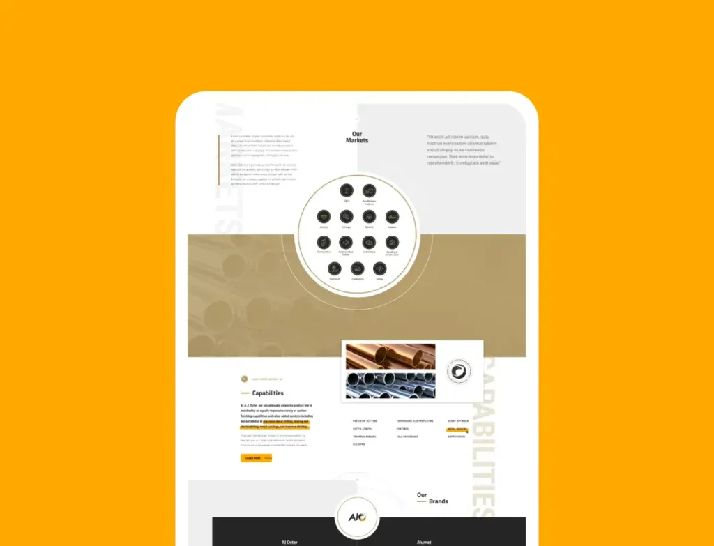 AJ Oster Homepage scrolled down