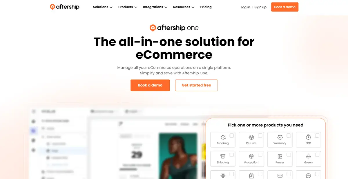 AfterShip's business website showcasing how their product works