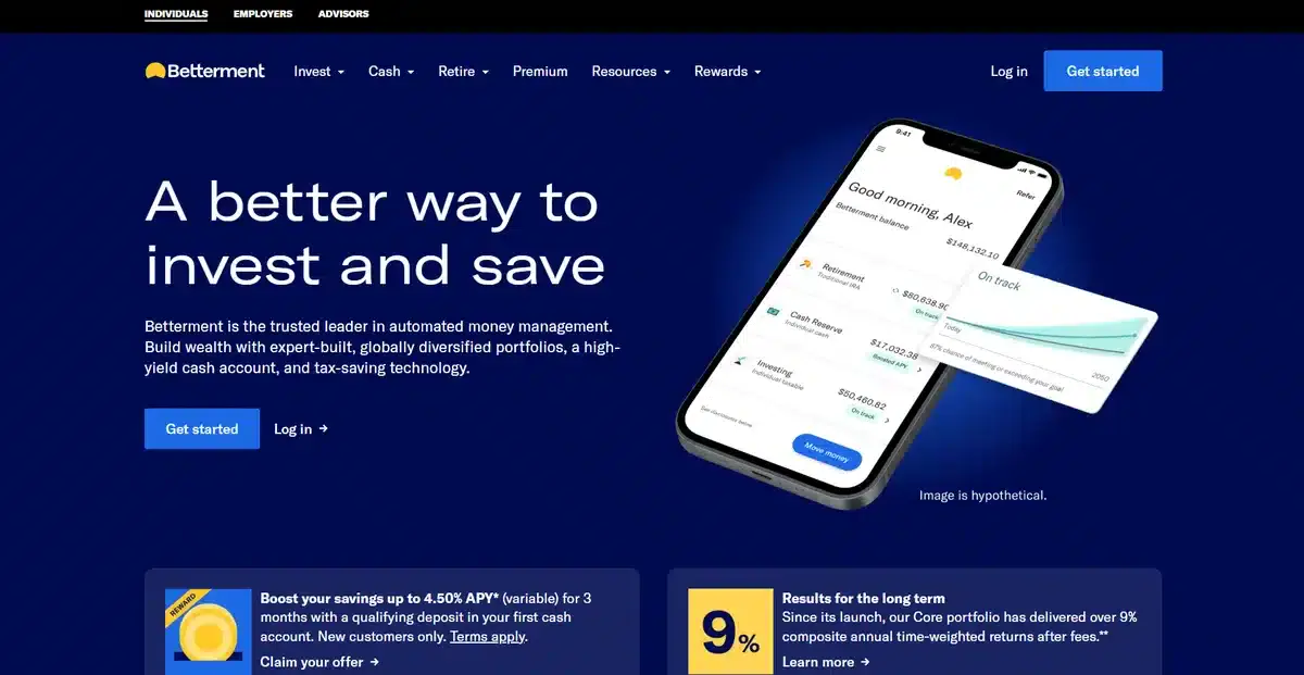 Betterment business website showing their latest product