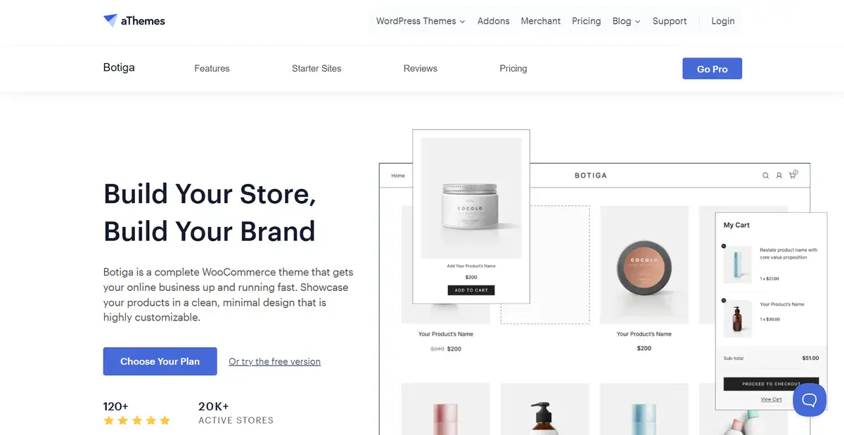 Botiga's business website showcasing their WordPress theme