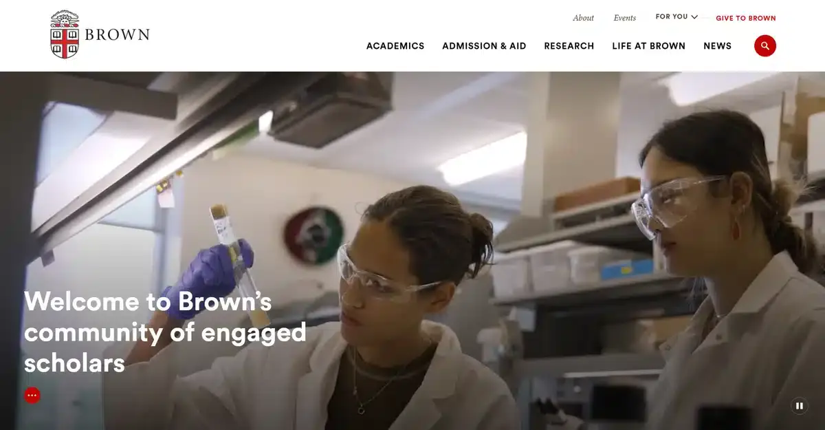 Brown University's website showing one of their students mid experiment
