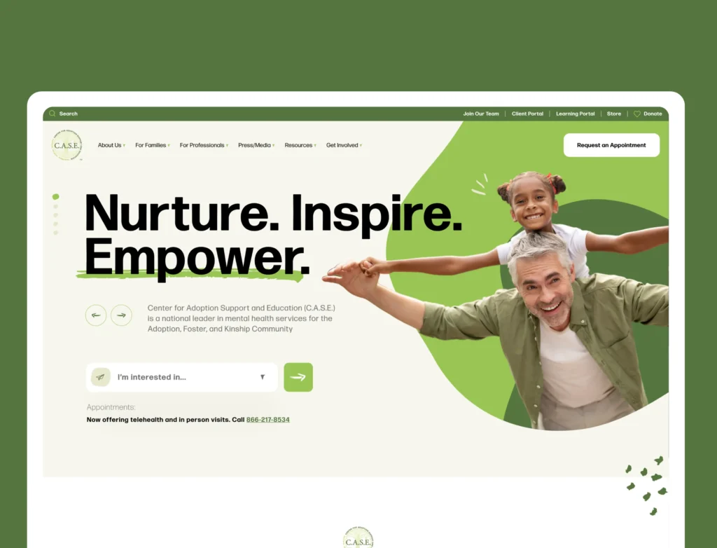 CASE new homepage structure