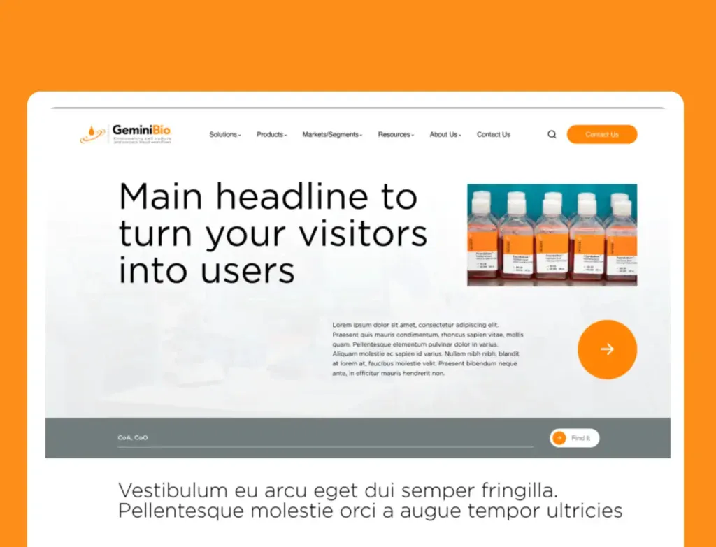 A website design for a medical company.