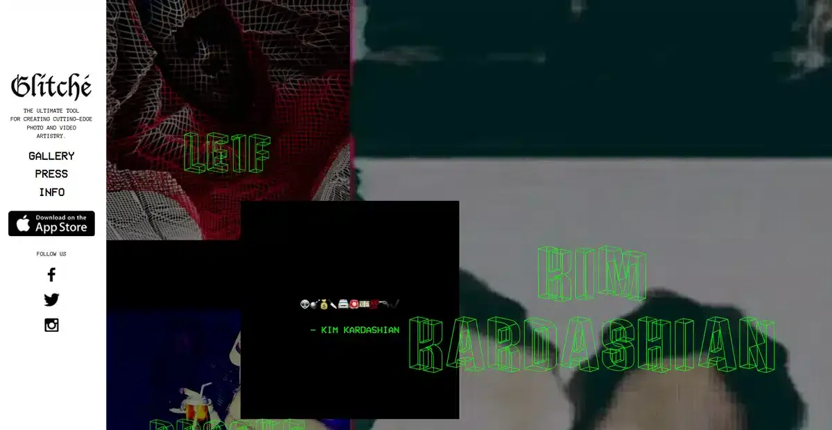 Glitche's business website showcasing a maximalist web design