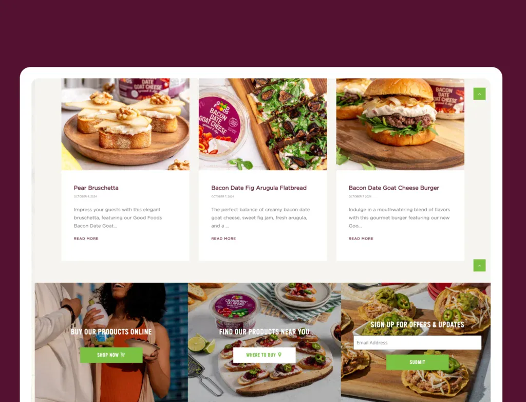 interlinked page sections