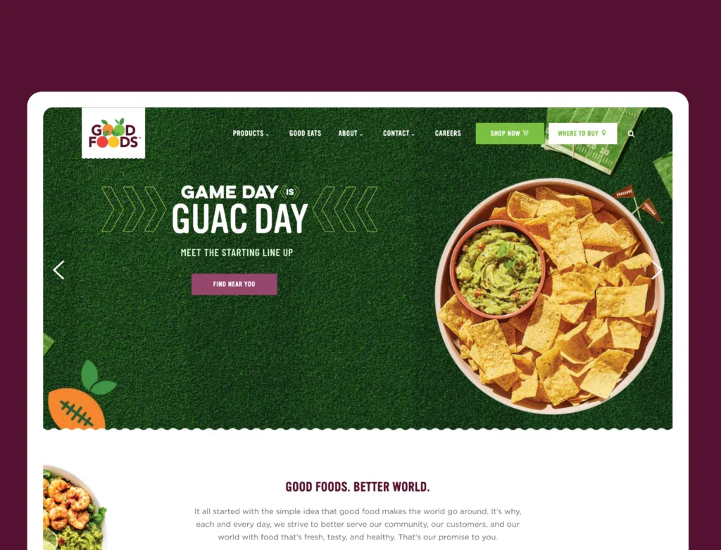 clean hero layout of good foods