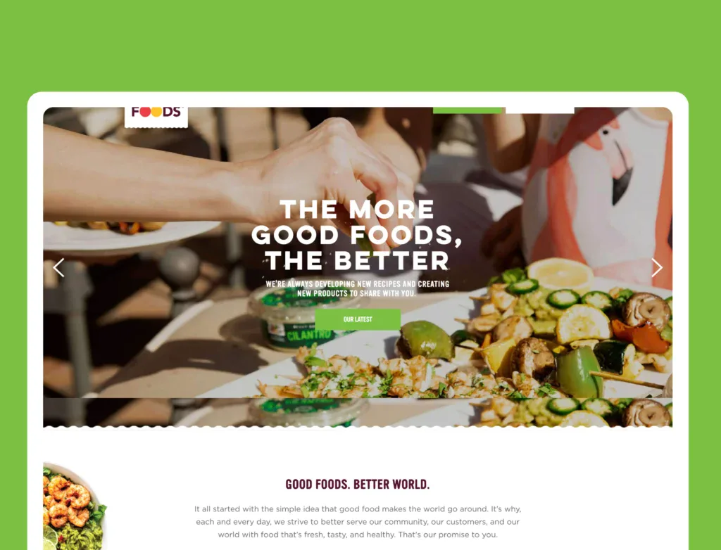 Good Foods modern web design outlay