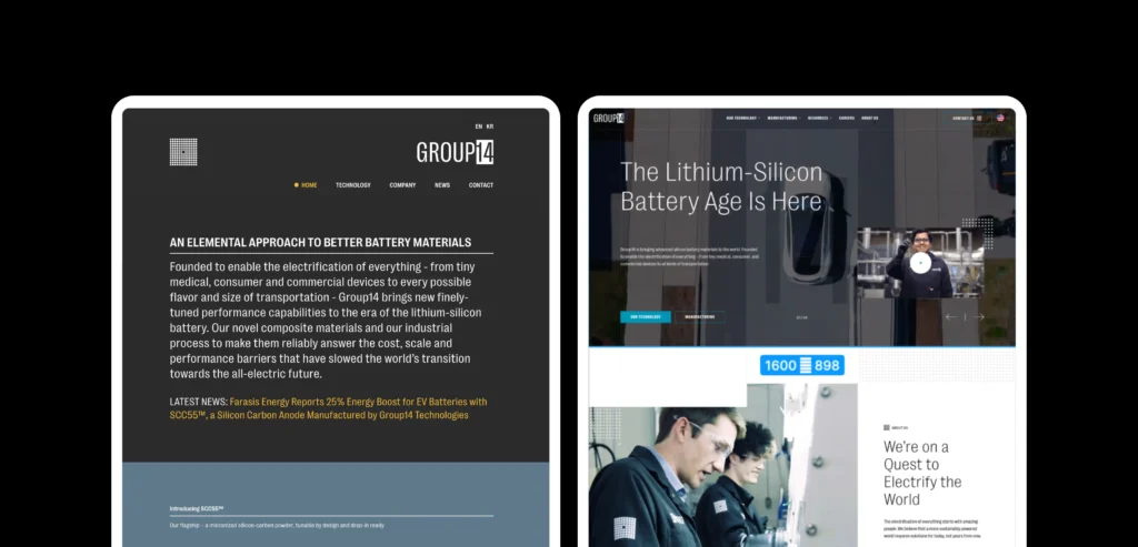 Group 14 old vs new website interface