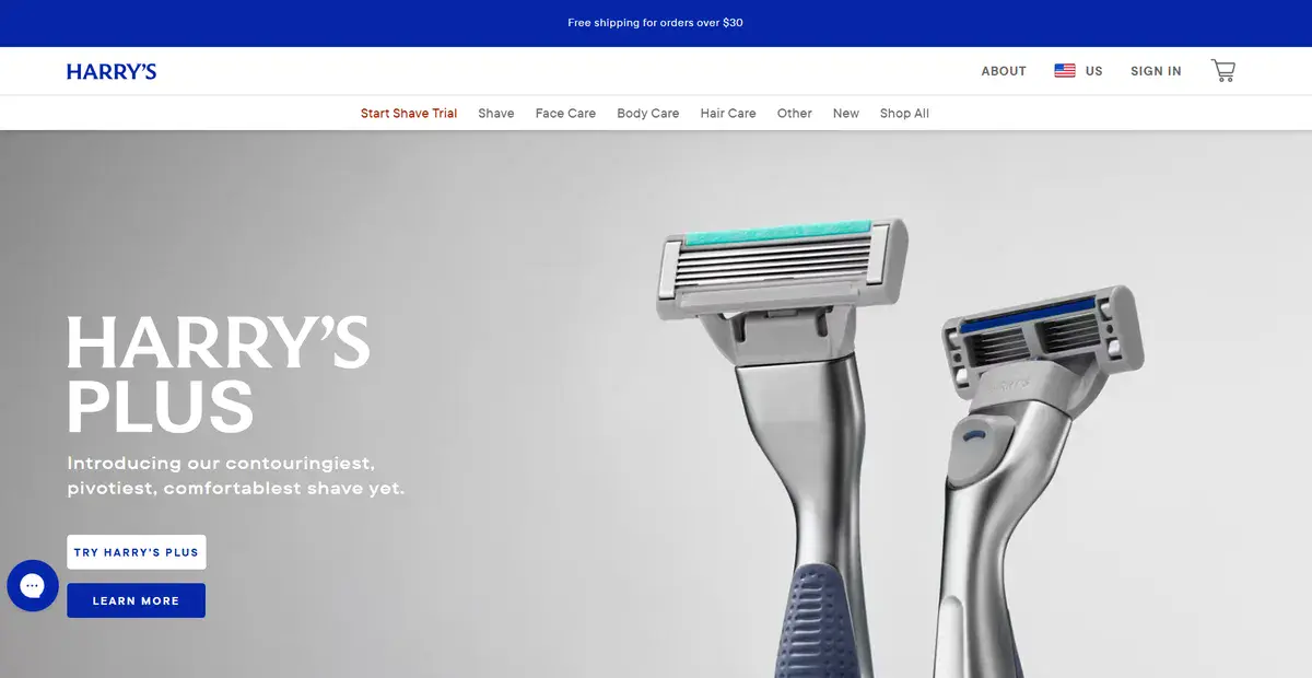 Harry's business website showing their latest shaver