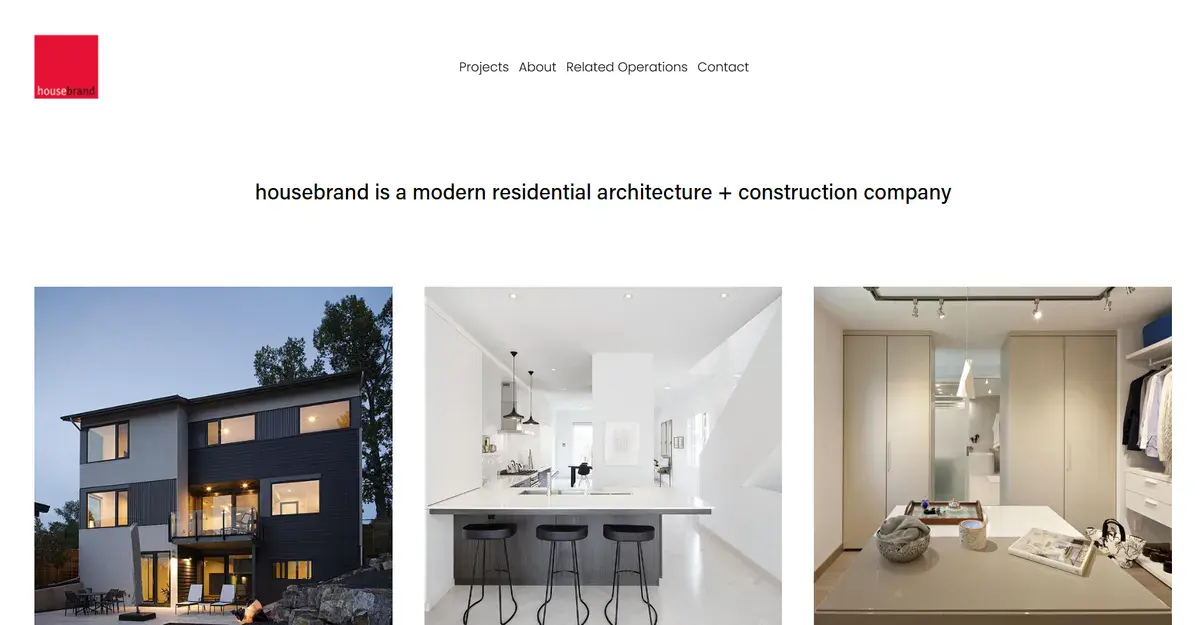 Housebrand construction website showing their latest projects