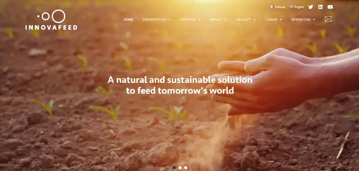 InnovaFeed business website explaining what their main goal is