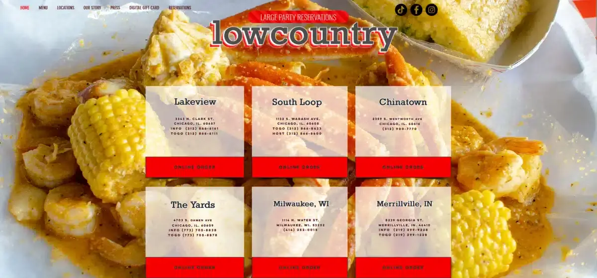Lowcountry business website showing their latest products
