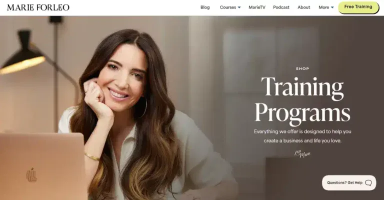 Marie Forleo's service page web design