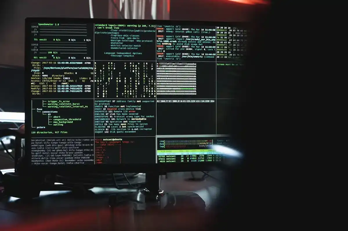 Hacker using a monitor to attack websites