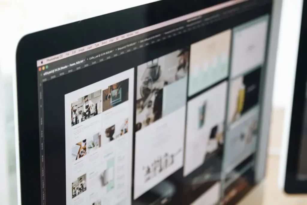 Monitor showing a client's wireframe