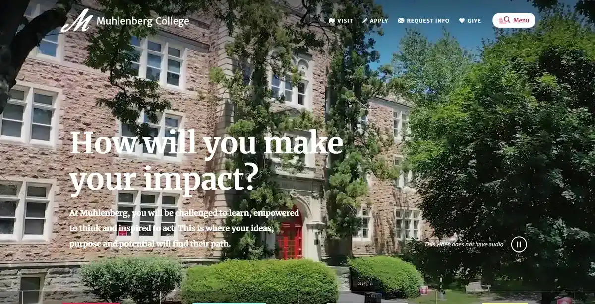 Muhlenberg College's website showing one of its facilities
