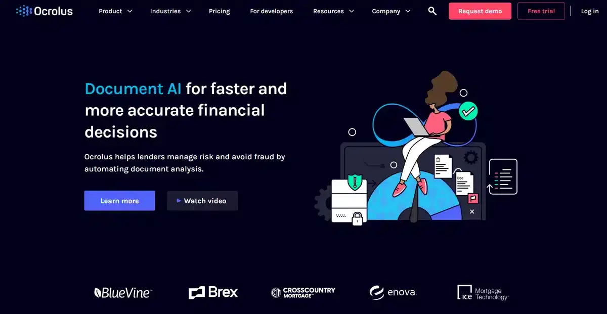 Ocrolus business website showing how their products work