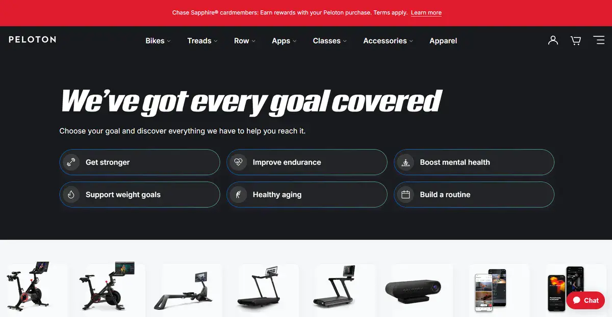 Peloton business website showing their latest plans