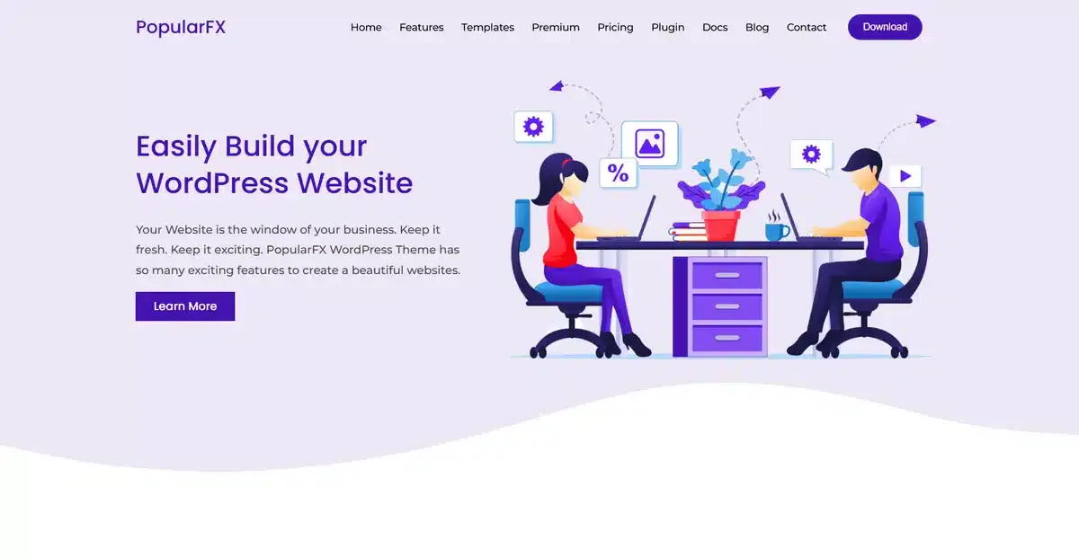 PopularFX business website explaining why their WordPress theme works