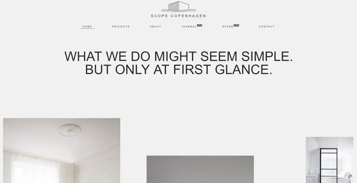Scope Copenhagen's business website showing their latest projects
