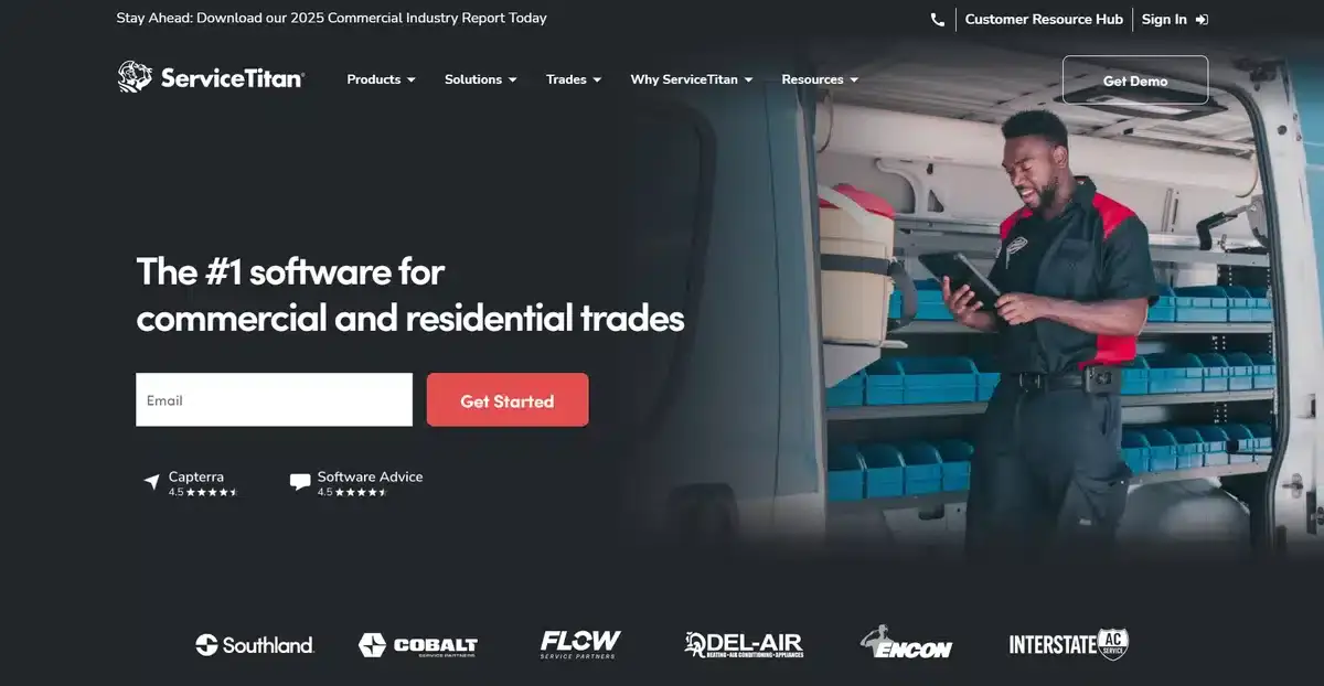 ServiceTitan B2B website explaining what they do and asking for a visitor's email