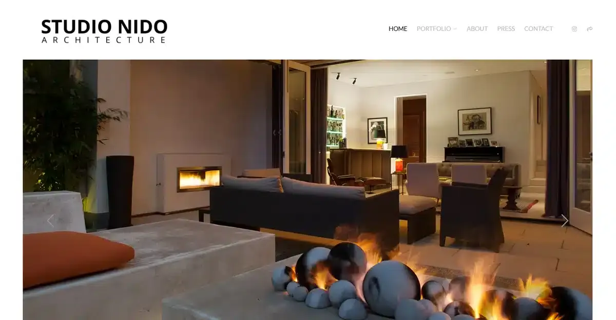 Studio Nido's busienss website showing their latest project