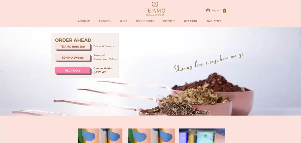 TEAMO business website with their latest products