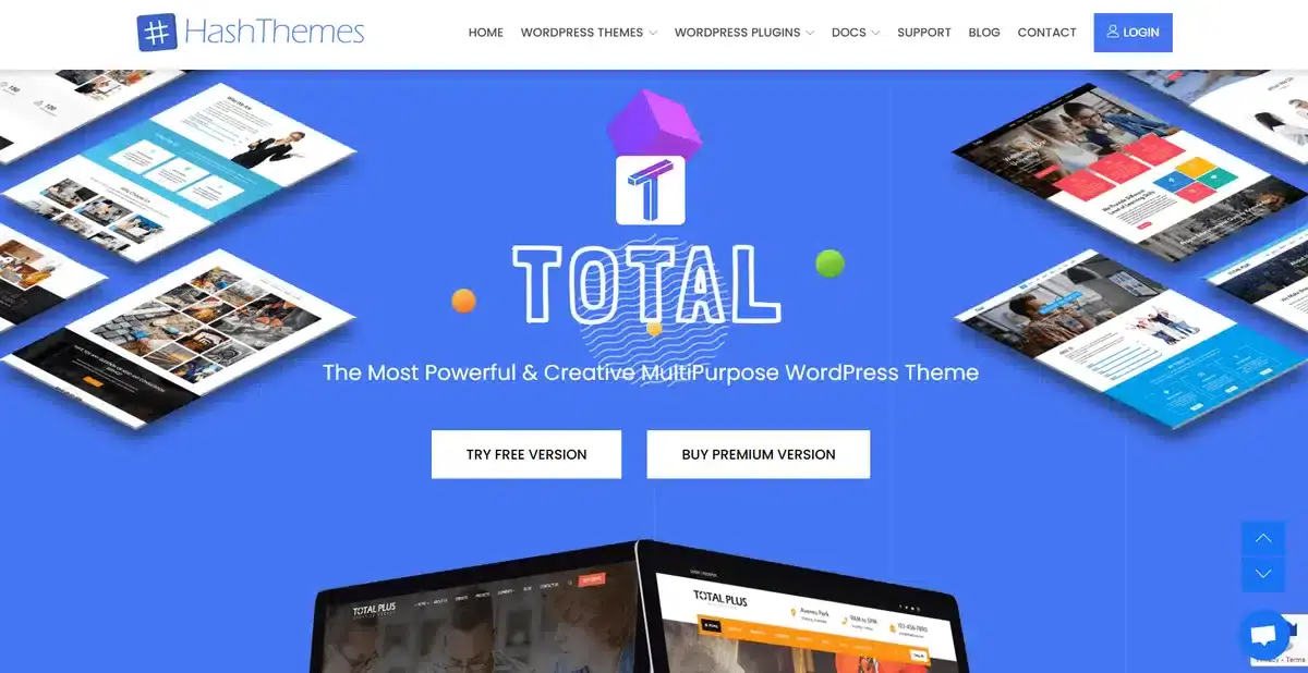 Total's business website showing different design and customization options