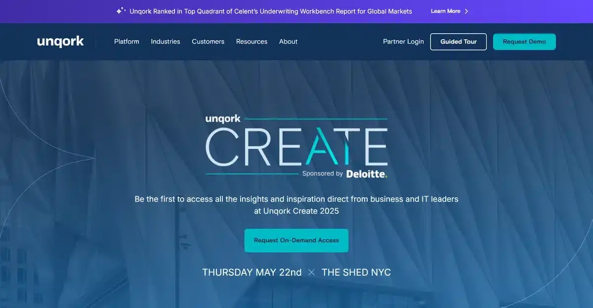 Unqork business website showing their latest event