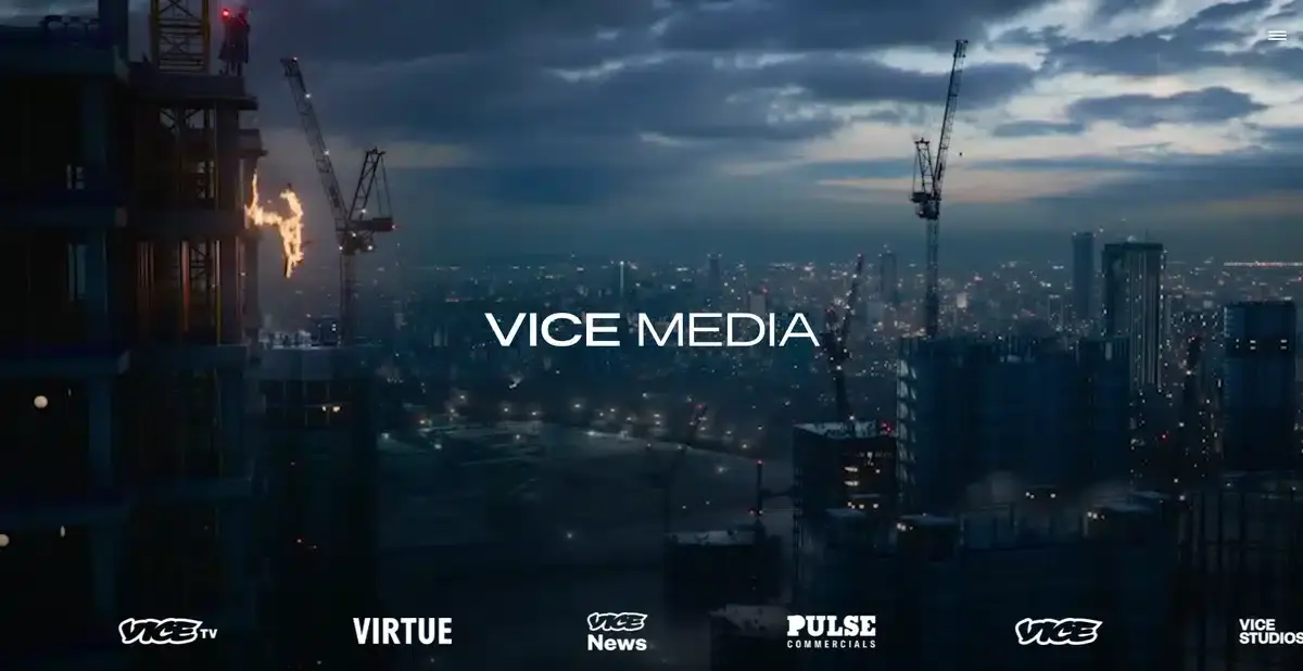 Vice Media business website showcasing some of their most memorable videos