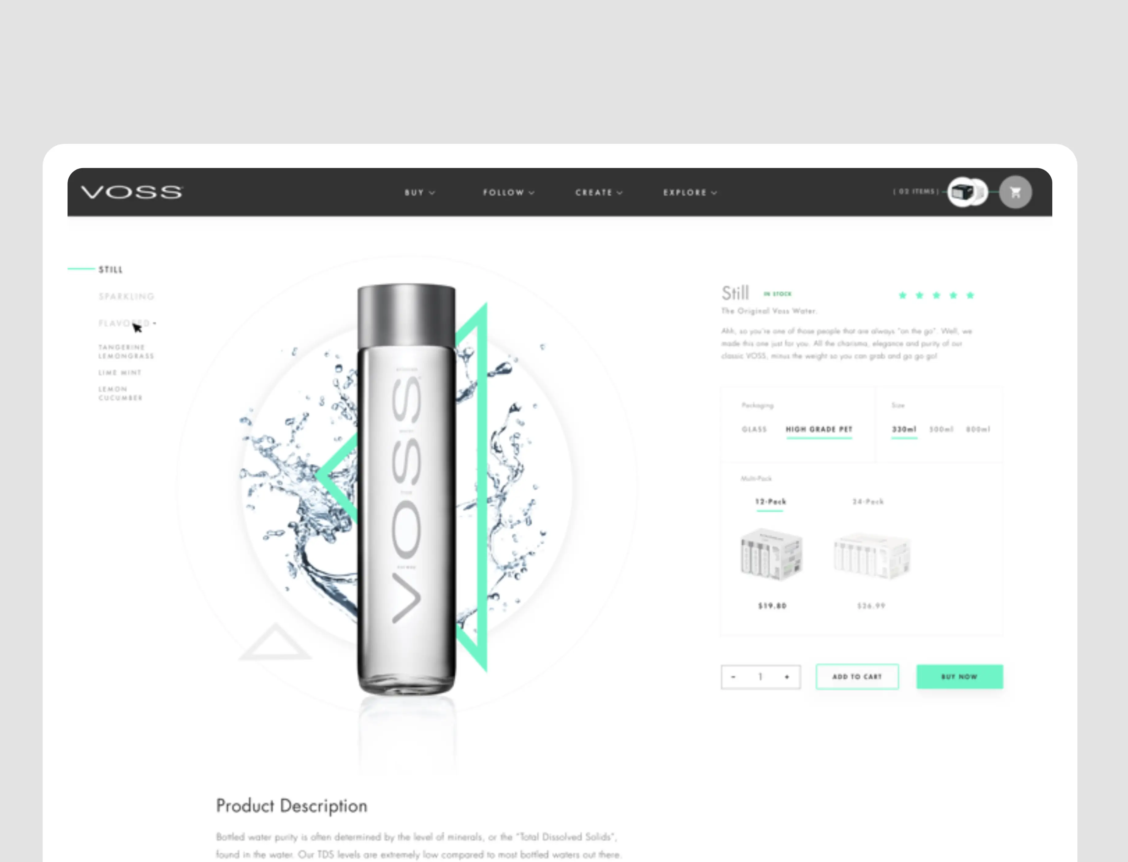 Voss water brand color integration