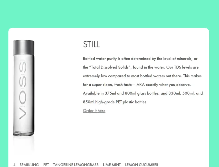 Voss water web image with too much space