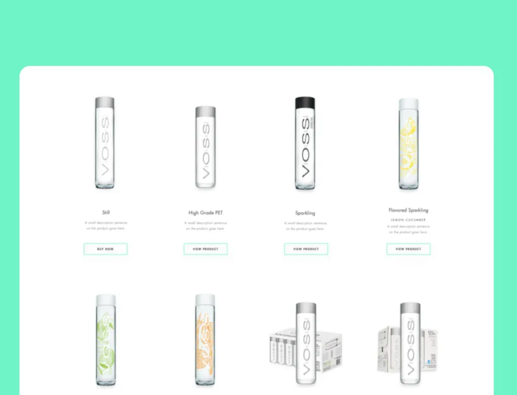 Voss water optimized product descriptions