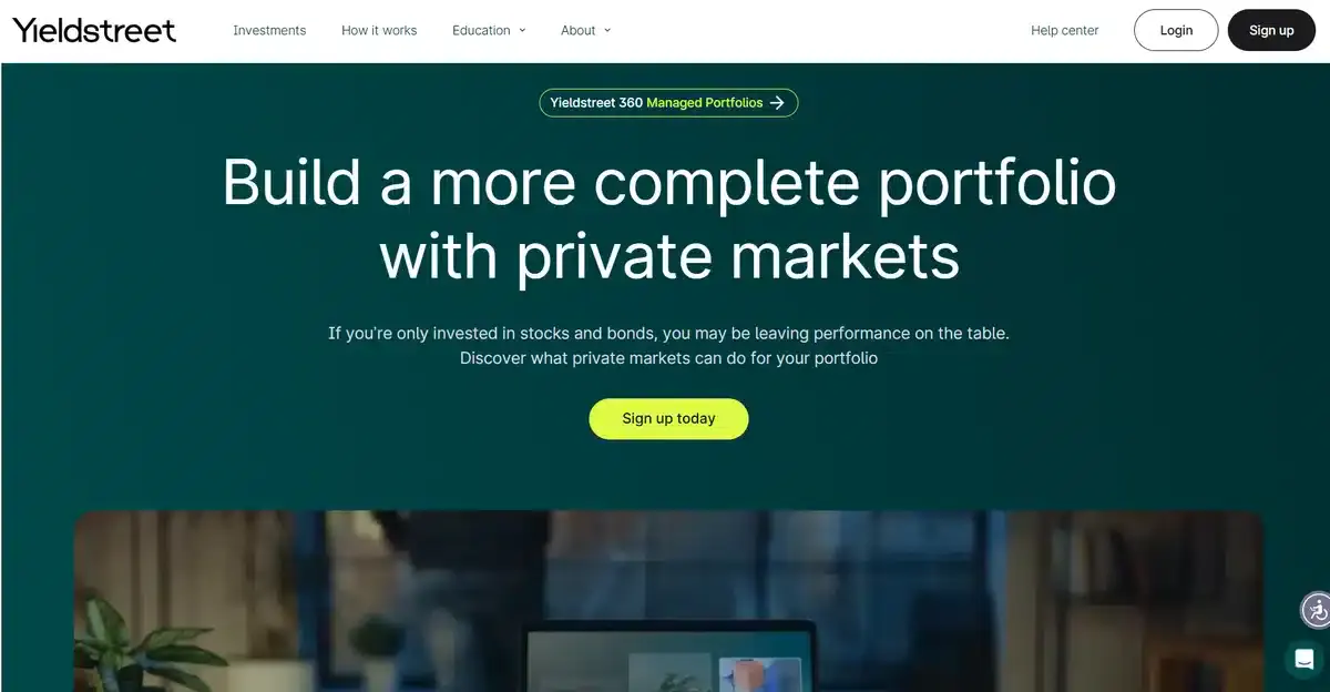 Yieldstreet showing whay their service can do for clients