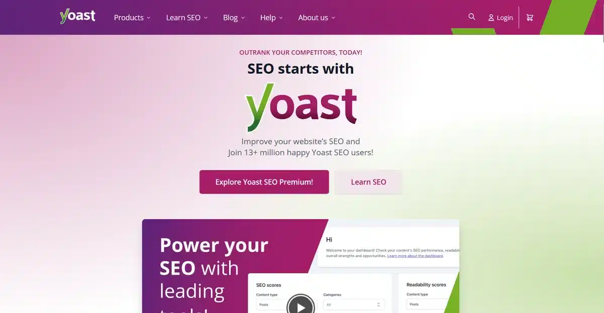 Yoast's business website showing their latest features