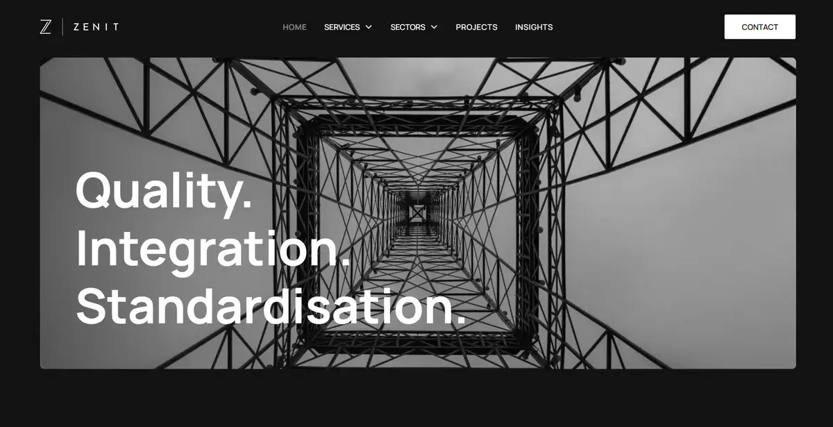 Zenit's business website showing their engineering projects