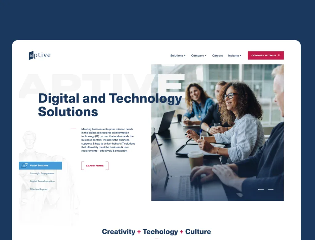 Aptive hero section with optimized image assets