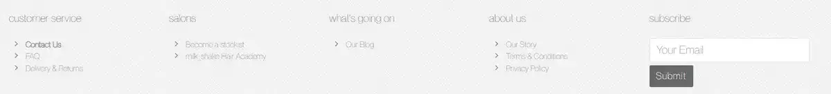 milk_shake website footer examples