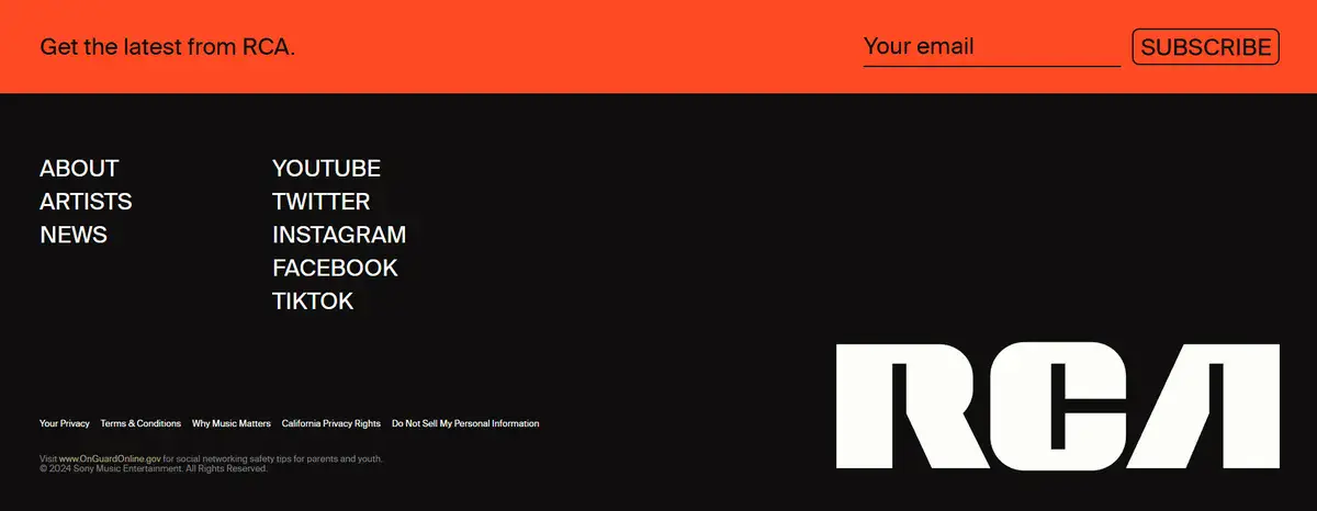 rca record website footer examples