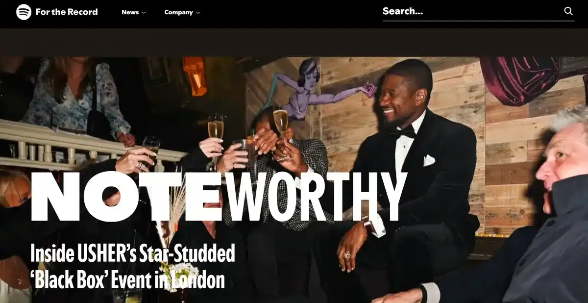 spotify newsroom business page using wordpress