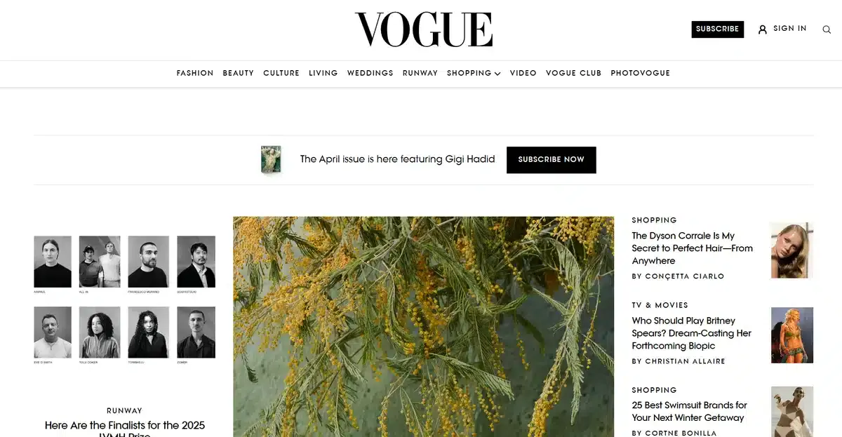 vogue business website using wordpress