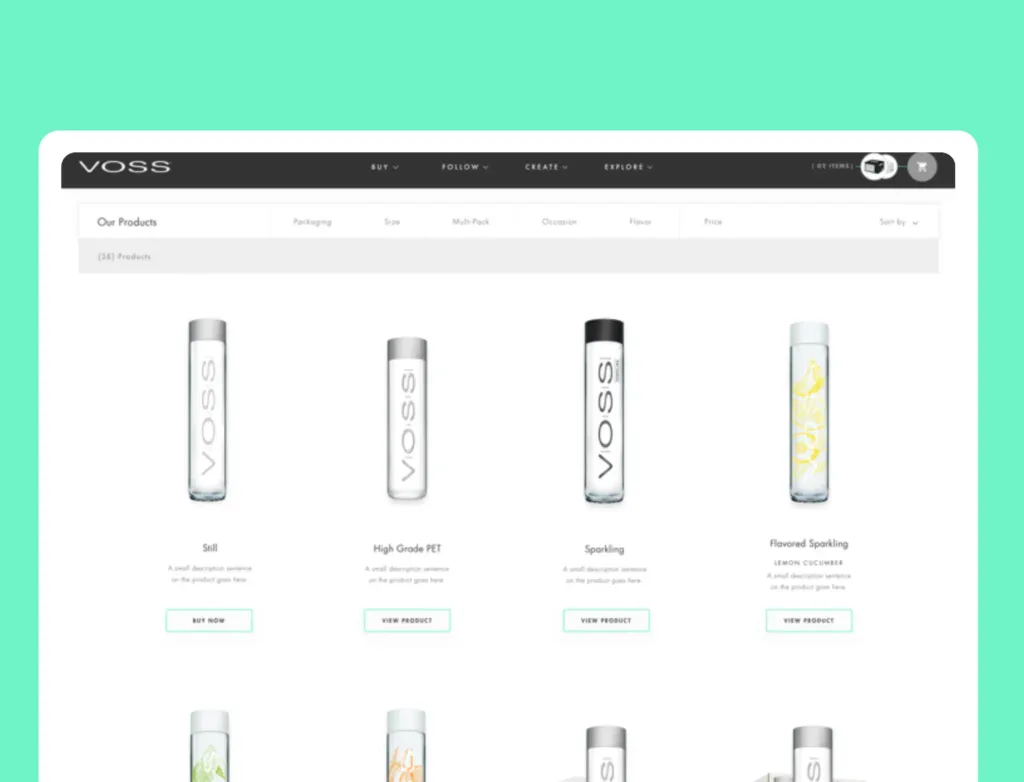 Voss product listing for ecommerce