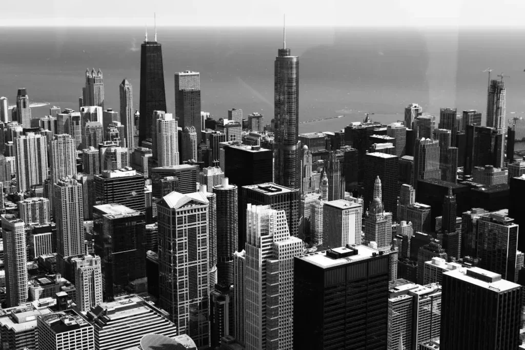 An aerial shot of Chicago