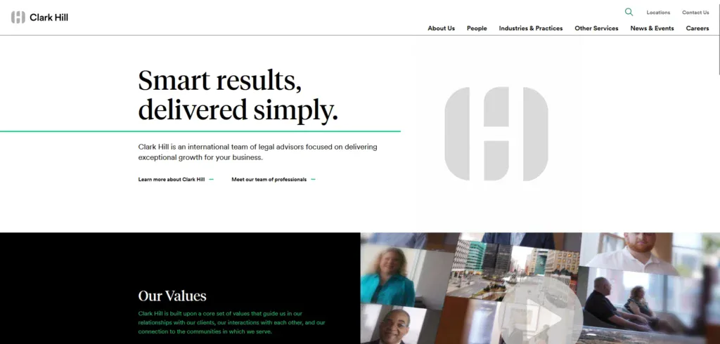 Clark Hill business website explaining what they do and offer