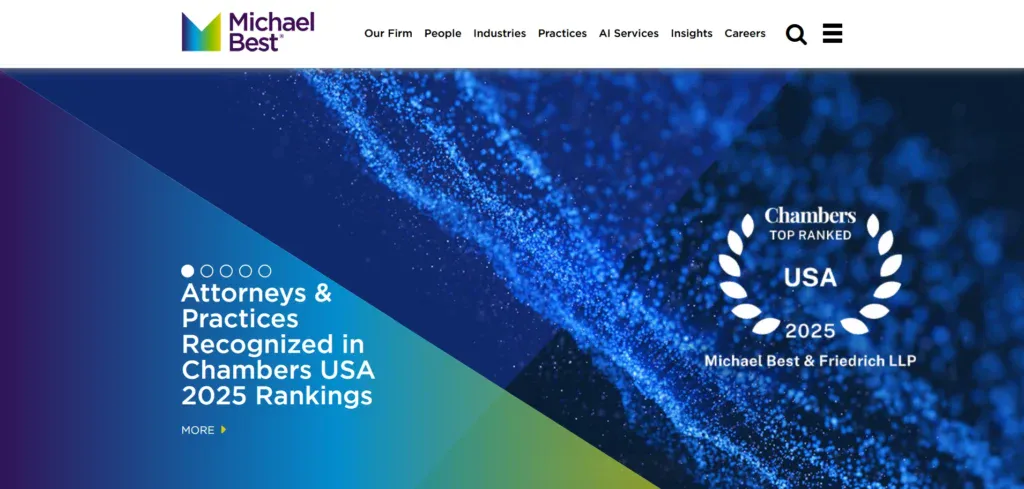 Michael Best business website showing the latest attorney rankings