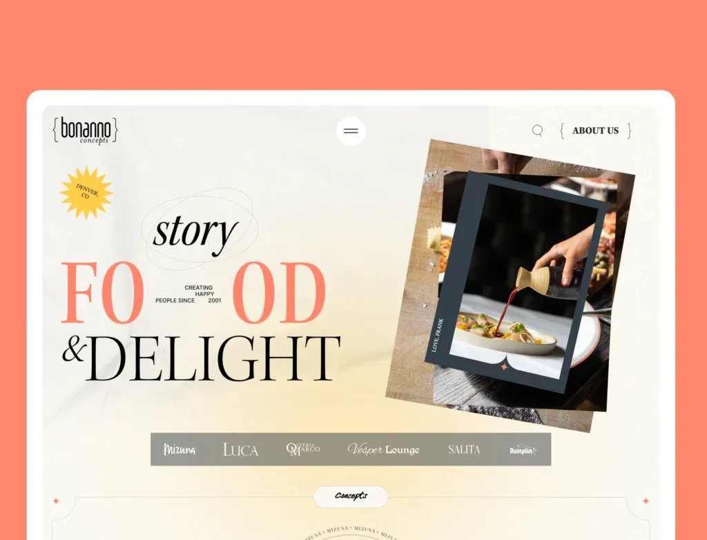 cohseive brand design and robust front end build for bonanno