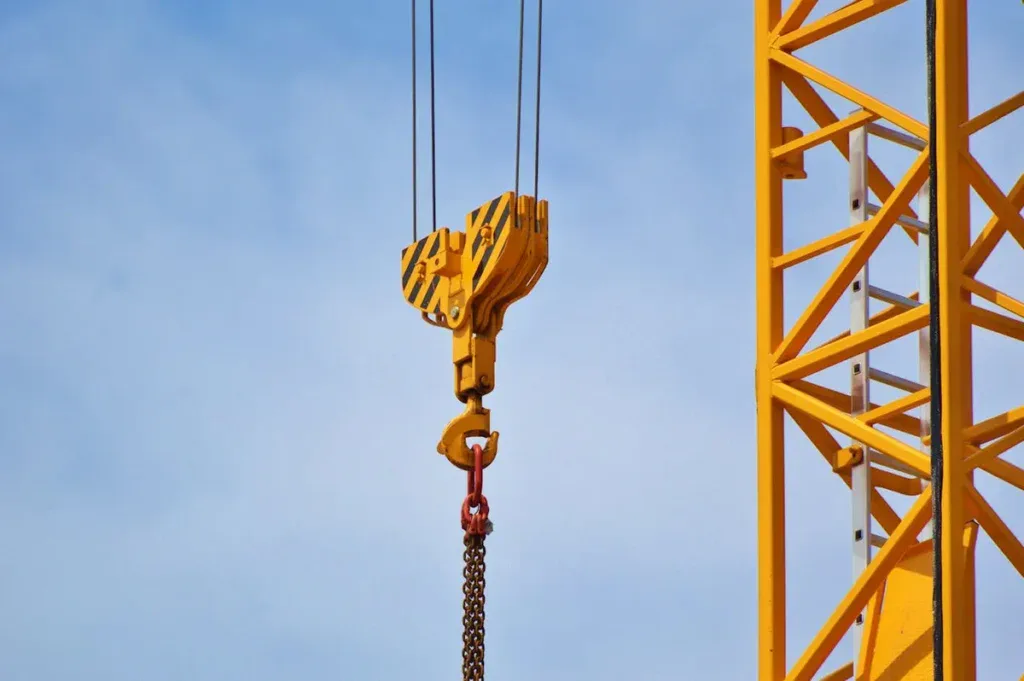 Yellow construction crane