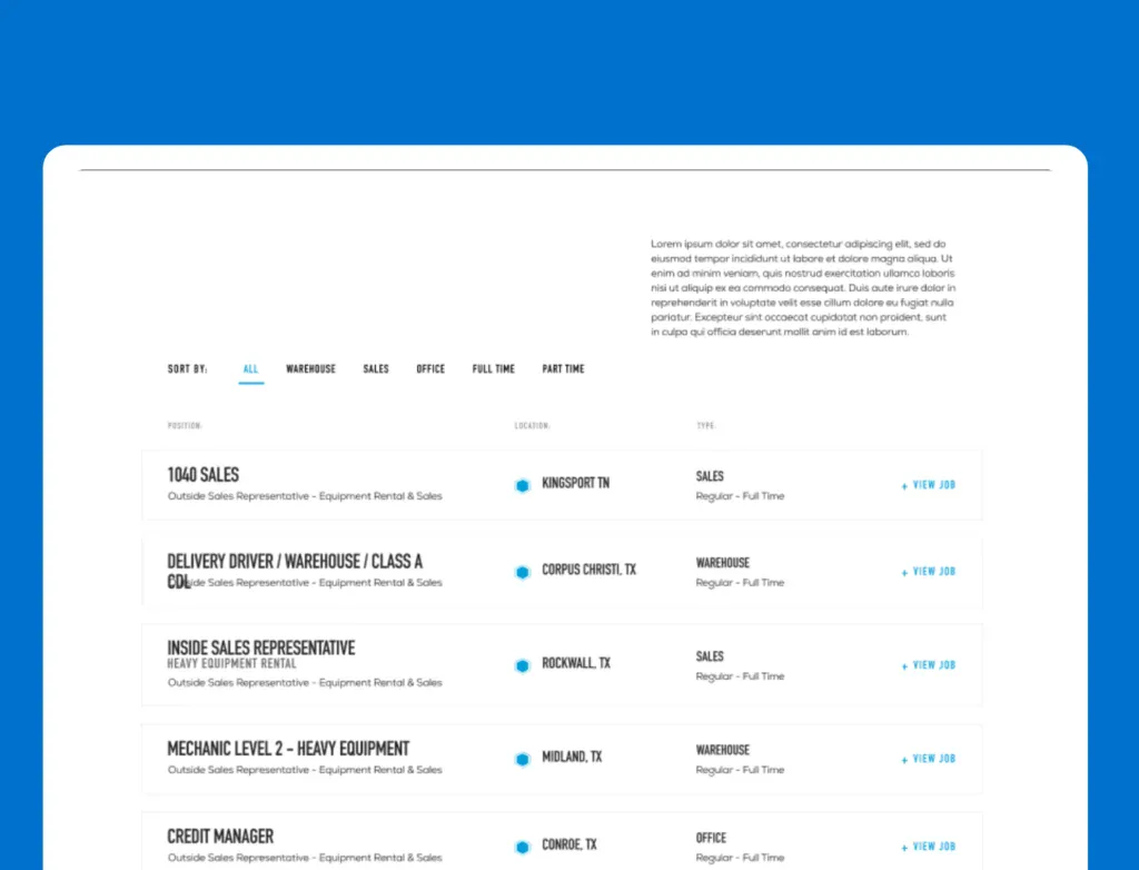 A/B testing CBS Rentals jobsite